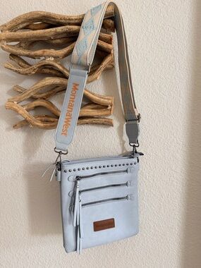 NEW Montana West Light Blue Crossbody travel purse Bag Adjustable guitar strap